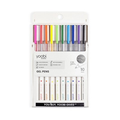 Yoobi Evolve 10pk Gel Pens See-Through Barrel 0.7mm color Ink