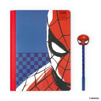 Yoobi Marvel Composition Books 7.5"x9.75" Wide Ruled with Pen Spider-Man Checker, School Supplies