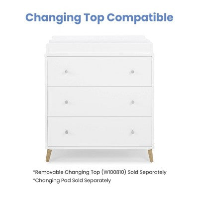 Delta Children Jordan 3 Drawer Dresser with Interlocking Drawers - Bianca White/Natural (LOCAL PICKUP ONLY)
