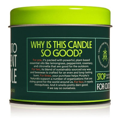 9oz 30-Hour Repellent Candle Tin - Murphy's Naturals: DEET-Free Outdoor Bug Protection, 10ft Coverage Area