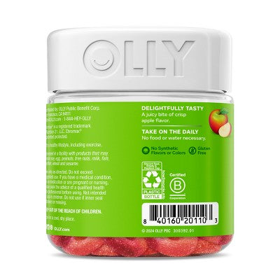 OLLY Metabolism Gummy Rings with Apple Cider Vinegar, Vitamin B12 & Chromium - Apple - 30ct