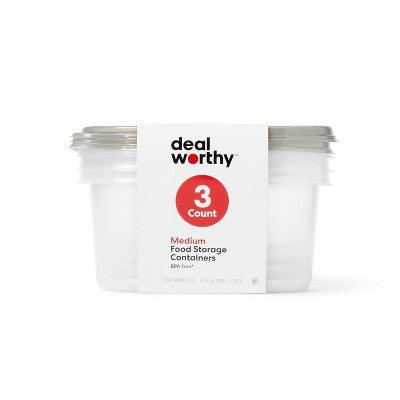 Snap & Store Medium Rectangle Food Storage Containers - 64 fl oz/3ct - Dealworthy
