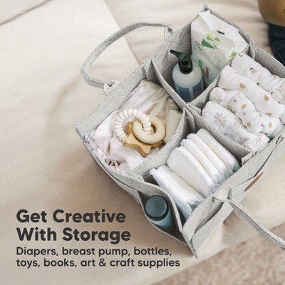 Original Baby Diaper Caddy Organizer, Large Storage Caddy Organizer for Nursery, Changing Table (Classic Gray)