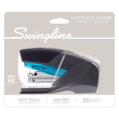 Swingline Optima 25 Compact Stapler Blue/Gray: Non-Powered Desk Tool, Metal & Plastic, 1 Year Warranty, Office Stapler