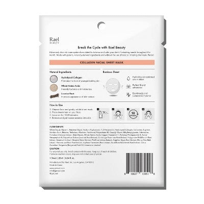 Rael Beauty Collagen Facial Sheet Mask - 1ct