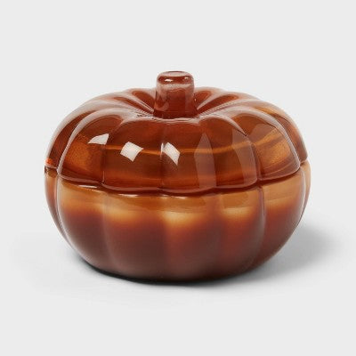 2 Wick Lidded Glass Pumpkin Bourbon Jar Candle 5oz - Threshold