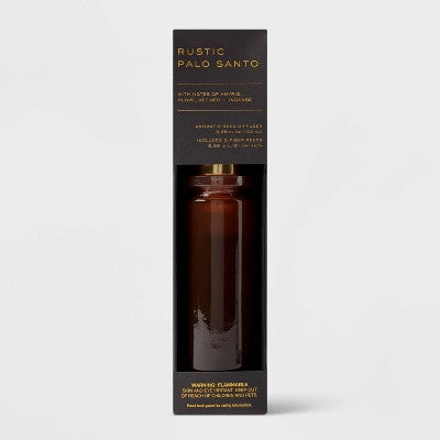 100ml Rustic Palo Santo Label Fiber Oil Reed Diffuser Black - Threshold: Vetiver & Incense Aroma, No Battery Required