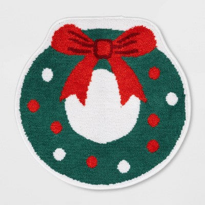 21"x21" Wreath Christmas Bath Rug Green/Red - Wondershop