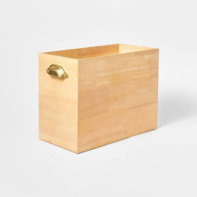 Wooden File Box and Storage Bin - Threshold: File Organizer and Magazine Holder, Rubberwood, FSC Certified