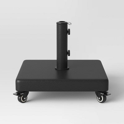 55lbs Polycrete Square Outdoor Patio Market Umbrella Bases with Wheels Black - Threshold (LOCAL PICKUP ONLY)
