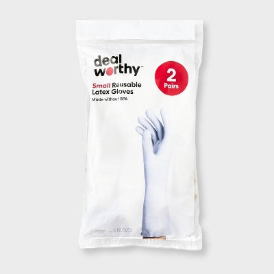 Reusable Latex Gloves - Small - 2ct - Dealworthy