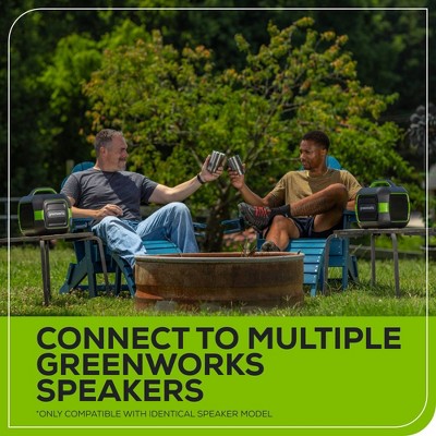 Greenworks POWERALL 24V Outdoor Bluetooth Portable Speaker with 2Ah Battery and Charger Green