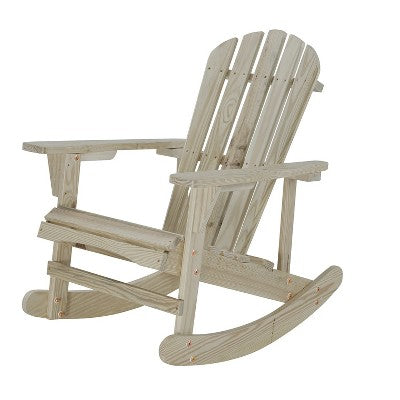 Saint Birch Adirondack Wooden Rocking Chair, Natural (LOCAL PICKUP ONLY)