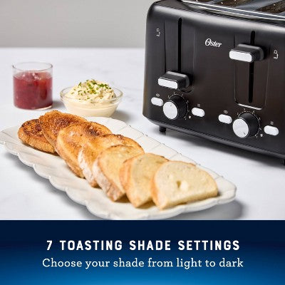 Oster 4-Slice Toaster With Extra-Wide Slots Black: Bagel & Bread Toaster, 1560W, Kitchen Aid, Spot Clean