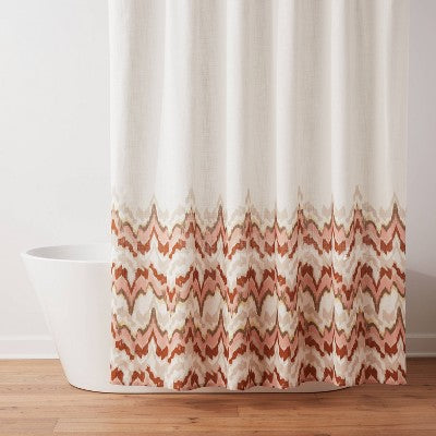 13pc Coastal Abstract Shower Curtain Set Cream/Red - Threshold