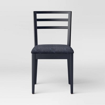 Set of 2 Ladder Back Dining Chair With Padded Seat Black - Room Essentials (LOCAL PICKUP ONLY)