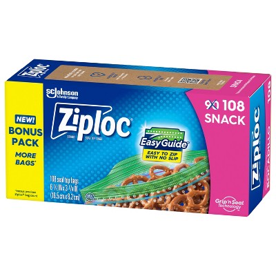 Ziploc Snack Bags with Grip 'n Seal Technology - 108ct