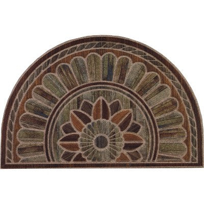 2'x3' Boardwalk Path Slice Ornamental Entry Mat Brown/Green - Mohawk: Outdoor Door Mat, Recycled Rubber, Floral Pattern