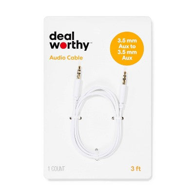 3' Aux Cable - dealworthy White