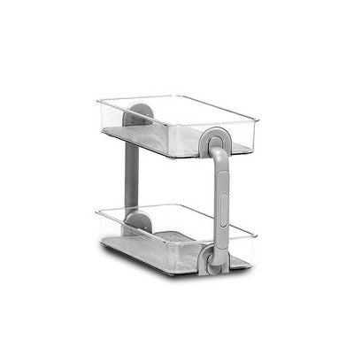 2 Tier Bathroom Tray Organizer - Madesmart: Countertop Storage, Under Sink PET & TPR Material Organizer