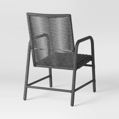 2pc Granby Padded Wicker Outdoor Patio Dining Chairs Arm Chairs Gray - Threshold: Weather-Resistant, Basket Weave Design (LOCAL PICKUP ONLY)
