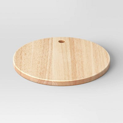 10"x10" Rubberwood Round Serving Platter Brown - Threshold