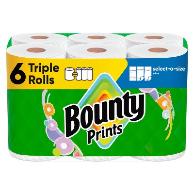 Bounty Printed Select-A-Size Paper Towels - 6 Triple Rolls