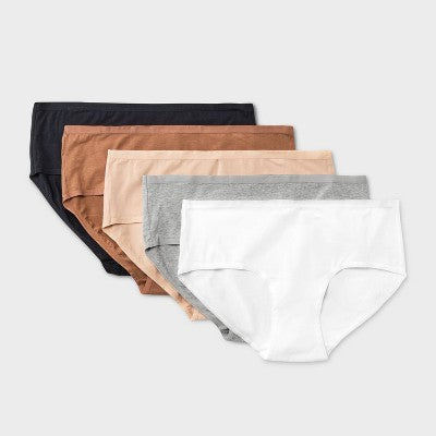 Women's 5pk Cotton Blend Hipster Underwear - Dealworthy Assorted Neutral 1X