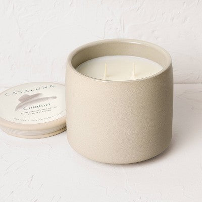 2-Wick Ceramic Jar Candle with Lid Comfort 15oz - Casaluna