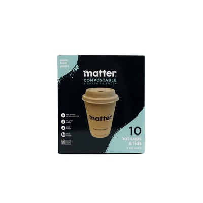 Matter Compostable Hot Disposable Cup with Lid - 12oz/10ct