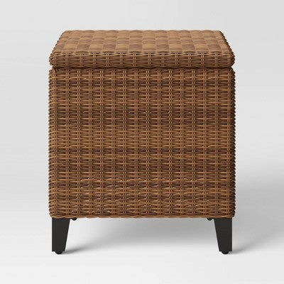 Wicker Square Brookfield Patio Accent End Table with Storage Brown - Threshold (LOCAL PICKUP ONLY)