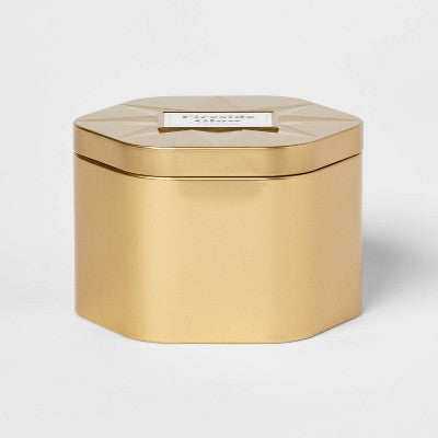 3 Wick Lidded Metal Tin Candle Fireside Glow 18oz Gold - Threshold