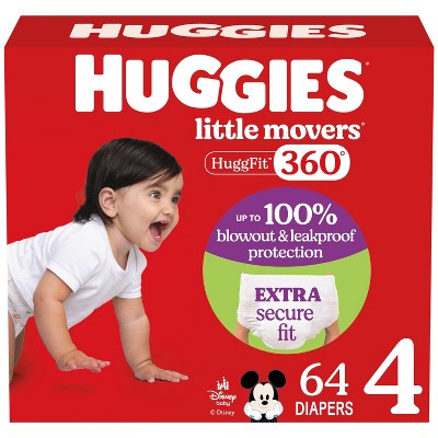 Huggies Little Movers HuggFit 360 Disposable Diapers - Size 4 - 64ct