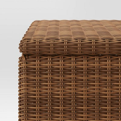 Wicker Square Brookfield Patio Accent End Table with Storage Brown - Threshold (LOCAL PICKUP ONLY)