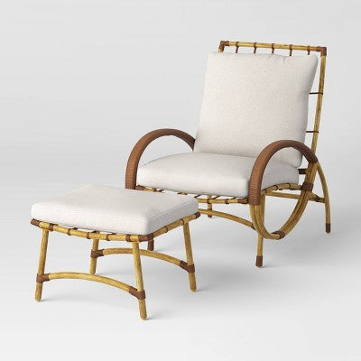 2pc Sculptured Statement Patio Conversation Set Chair & Ottoman - Threshold: Steel Frame, Weather-Resistant, with Cushions (LOCAL PICKUP ONLY)