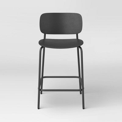2pk 24" Molded Plastic with Metal Base Counter Height Barstool Black - Room Essentials (LOCAL PICKUP ONLY)