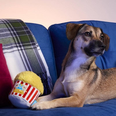 BARK Barkbuster Movie Night Buttered Chompcorn Dog Food Shaped Plush Toy