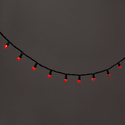 60ct LED Faceted Sphere Christmas String Lights Red with Green Wire - Wondershop: Indoor/Outdoor, 3mm LED