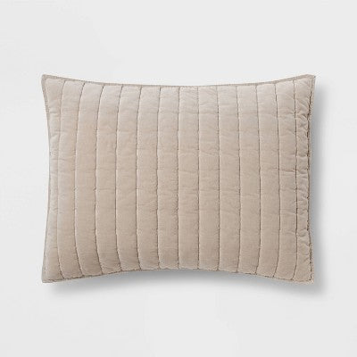 Standard Channel Stitch Velvet Quilt Sham Natural - Threshold: OEKO-TEX Certified, Cotton Backing, Machine Washable