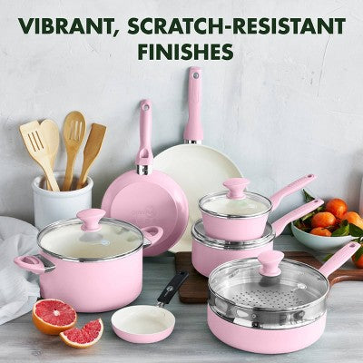 GreenPan Rio 16pc Ceramic Nonstick Cookware Set Blush (LOCAL PICKUP ONLY)