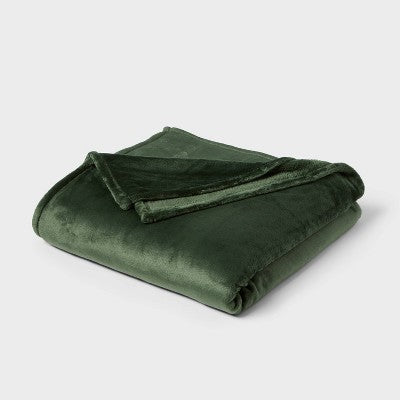 King Microplush Blanket Green - Threshold