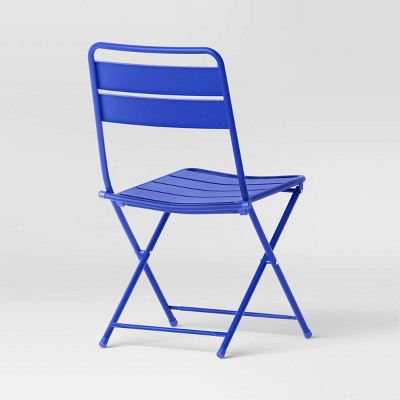 Metal Slat Folding Chair Blue - Room Essentials (LOCAL PICKUP ONLY)