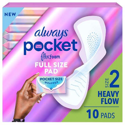 Always Pocket Flexfoam Size 2 Unscented Pads - Heavy - 10ct