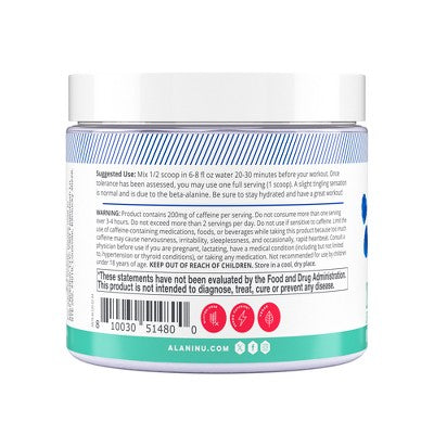 Alani Nu Pre-Workout Energy Supplement Powder Vegan - Blue Slush: Sports Nutrition, Endurance Boost