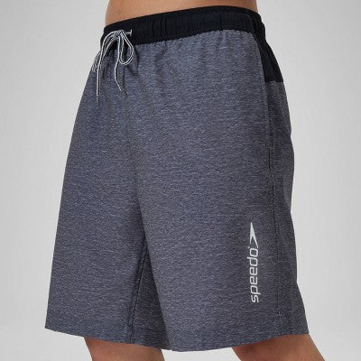 Men's 9" Speedo Marina Swim Shorts - Heathered Gray XL: Mesh Liner, Zippered Pocket, UPF 50+ Protection