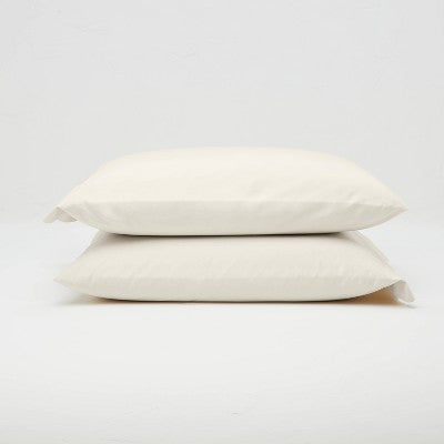 King Washed Supima Percale Solid Pillowcase Set Natural - Casaluna: 250 Thread Count, OEKO-TEX Certified, End Closure