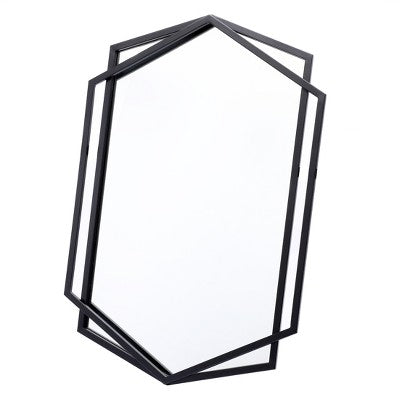 LuxenHome Black Metal Hexagon Frame Wall Accent Mirror for Bathroom & Vanity (LOCAL PICKUP ONLY)