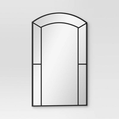 24"x 36" Window Pane Wall Mirror Black - Threshold: Modern Style, Rounded Rectangle, No Assembly Required (LOCAL PICKUP ONLY)