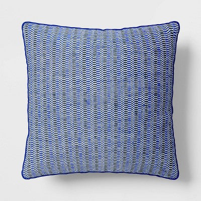 18"x18" Textural Lines Square Outdoor Throw Pillow Blue - Threshold