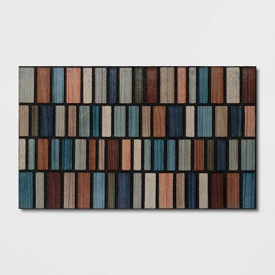 1'6"x2'6" Recycled Rubber Plank Striped Doormat - Threshold: Outdoor Welcome Mat, All-Weather, Low Pile (LOCAL PICKUP ONLY)